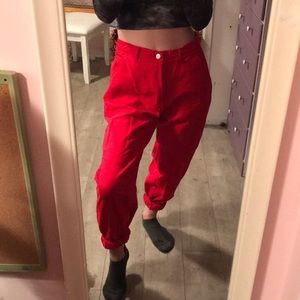 Red High Rise Joggers